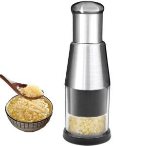 수동 프레스 초퍼, 2025 업그레이드된 컴팩트 미니 다이서 푸드 기능 매뉴얼, 스테인리스 스틸 핸드 마늘 프레스, 검은색 보호 케이스로 다지기용