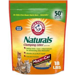 ARM & HAMMER 자연 덩어리 고양이, 쓰레기 냄새 제어, 여러 고양이 쓰레기, 18파운드 가방