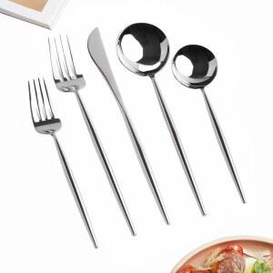 홈럭스 이론 18/10 스테인리스 스틸 실버웨어 세트, 5pc 헤비 듀티 스푼 & 포크 세트 4개, 주방 도구, 아달린 로얄 모던 식기 및 현대식