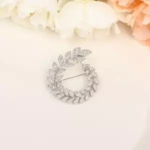 크리스탈 월계수 리스 고급 브로치