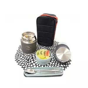 아폴로 스텐 보온 죽통 1300ml 카키그레이 국내산