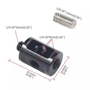 DLSR 숄더 리그용 듀얼 1/4 나사 연결 어댑터 마운트 포커스 시스템 튜브로드 폴 커넥터 마이크 스탠드 라