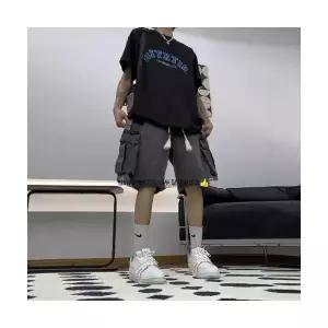 남자 청반바지 빈티지 빅 포켓 데님 반바지 여름 바지 일자 와이드 5부 젠2