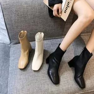 뒷지퍼 삭스 부츠 앵클 가을 스퀘어코 편한 스퀘어코 편한 가을 앵클