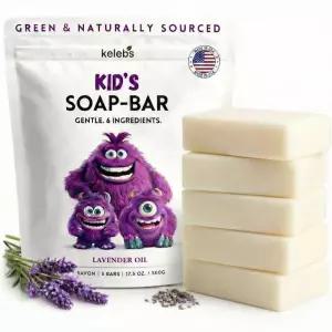 KELEBS 비누 바 젠틀 라벤더 비누 바디 워시 바 가족을 위한 천연 바 비누 라벤더 오일 함유 천연 향 바 5