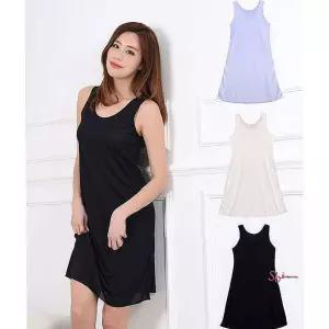 뵈뵈 라운드넥 인견 슬립 롱원피스 무지opq339