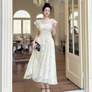 마이진 여자 원피스 롱 하계 페이크 투피스 하객 단정한 여름원피스 무릎 라운드 ADOR2