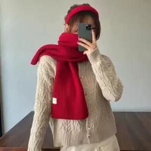 남녀공용 겨울 따뜻한 목도리 뜨개 머플러 슬림 니트 커플목도리 핫팩 깔창핫팩