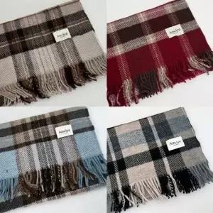 데일리 체크 롱 목도리 머플러 소프트 심플 베이직 부드러운 목도리 여자 울 니트