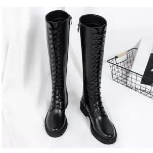 여자 시크 밀리터리 레이스업 슬림라인 롱부츠 여성롱부츠 여자롱부츠 데일리롱부츠