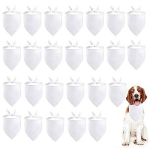 PET SHOW 50pcs 벌크 블랭크 화이트 코튼 도그 반다나 작은 암컷 수컷 고양이 강아지 턱받이 세척 가능 삼각형 머리 스카프 도매 중형견 소년 소녀 사진 소품 그루밍 액세서