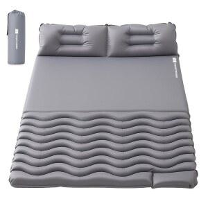 캠핑용 탄스트라이더 더블 슬리핑 패드, 베개로 수면 매트를 부풀리고 내장 풋 펌프 4계절 백팩킹 성인 폼 패드 캠프/여행/텐트/하이킹용