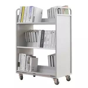 이동식 서류 카트 화이트 트롤리 정리함 도서관 플랫 보관