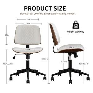 VIPDESK 소형 현대 PU 360 가능한 흰색 조절 사무실 미드 회의실 오피스 팔리스 있는 데스크 회전 가정용 의자 바퀴가 높이 업홀스터 의자 호두 컴퓨터