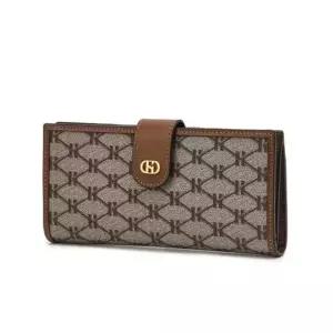 [헤지스](대구신세계)[헤리아토] H장식 브라운 시그니처 패턴 가죽 슬림 장지갑 HIWA6F840W1