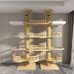 고양이 클라이밍 프레임 통천 기둥 베이 윈도우 원목 공간 절약, 무타공 이중 기둥