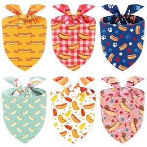 산우타 6개 패스트푸드 강아지 반다나 핫 워셔블 삼각형 턱수염 스카프 사료용 반려동물 의상 액세서리 할로윈 크리스마스 고양이 선물