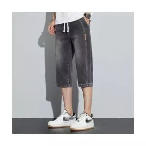 남자데님반바지 빈티지 밴딩 데님 반바지 여름 슬림핏 캐주얼 7부 ible2