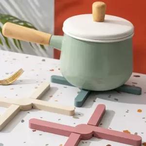 받침대 접이식 냄비 화이트 실리콘