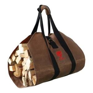 더 큰 불 장작 운반자, 38x18 인치 왁스 캔버스 통나무 운반자 나무 홀더 토트 보관 가방, 손잡이가 있는 운반 가방 및 실내 벽난로 야외 캠핑용 스트랩 고정