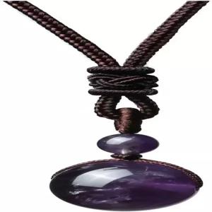 조비비 힐링 크리스탈 목걸이 내추럴 타이거 자수정 행운의 축복 보호 차크라 비즈 스톤 펜던트 여성용