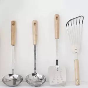 우드핸들 스텐 조리도구 국자 구멍 뒤집개 구멍국자