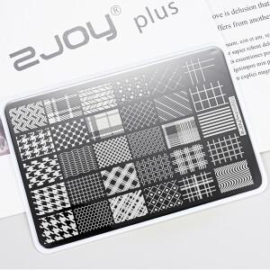 3PCS 체크무늬 디자인 네일 아트 스탬핑 플레이트 실리콘 스탬퍼스크레이퍼  가을 겨울 레이스 레오파드 프