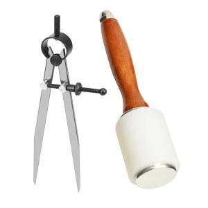 QWORK 가죽 조각 망치 세트, DIY 공예 + 수학 나침반, 드로잉 제도 스탬핑 및 재봉용 소가죽