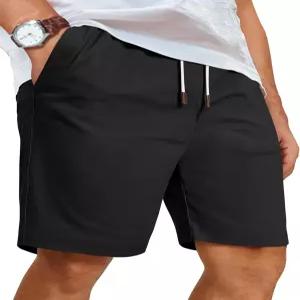 COOFANDY 남성 캐주얼 반바지 면 엘라스틱 허리 드로스트링 여름 해변