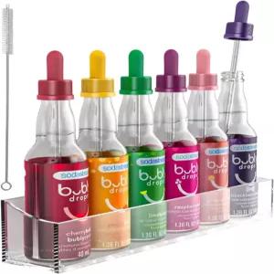 소다스트림 버블 드롭 맛 카운터탑/월 마운트 정리함용 6병 홀더가 있는 갈바녹스 유리 드로퍼 피펫 6가지