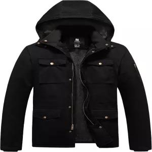 퍼스키 남성 겨울 군용 재킷 플리스 안감 따뜻한 면 코트 방풍 두꺼운 파카 탈부착 후드
