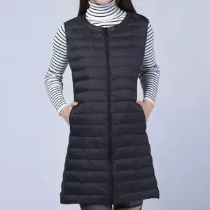 여자 세련된 스타일 차이나넥 겨울 롱패딩 이너 경량 롱 패딩 조끼