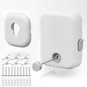 접이식 빨랫줄 실내 실외 6 클립이 있는 헤비 듀티 옷 건조 라인 벽걸이 줄 세트 강철 와이어 로프 걸이식