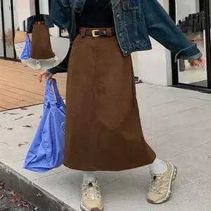 여성 골덴 롱스커트 벨트포함 코듀로이 슬림핏