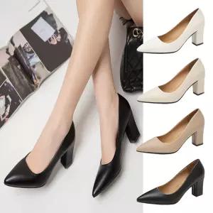 여자 기본 정장구두 발편한 두꺼운굽 펌프스힐 7cm