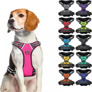 손잡이와 전면 클립이 있는 칼라다이렉트 노 풀 반사견 하네스 소형견부터 대형견까지 훈련하고 걸을 수