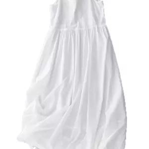 펀칭 플라워 레이스 롱 린넨 스커트 이너 드레스 레이어드