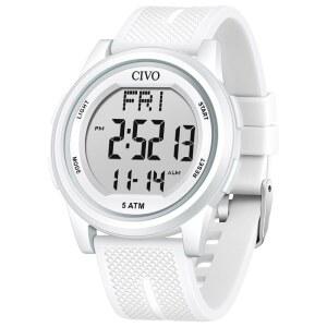 남성용 CIVO 디지털 시계: 스톱워치 알람 날짜가 포함된 스포츠 방수 손목시계 - 야외 캠핑 러닝 사이클링을 위한 LED 백라이트 빅 넘버 실리콘 시계