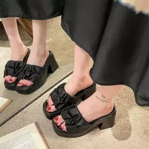 [라일리] Rly 세련된 통굽 슬리퍼 발편한 웨지힐 학교 신발 사