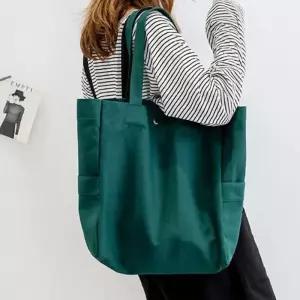 [라일리] Rly 유행 10대 기본 캔버스 빅사이즈 쇼퍼백 그린