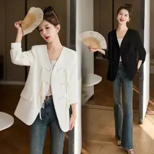 빛채운 가을 봄 단추장식 에스닉풍 브이넥 여성코트 다이얼 복고풍 코트 OPH1