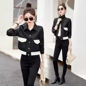 빛채운 숏봄가을 코트 캐주얼패치 가죽 슬림 자켓 라이더 여성코트 OPH3