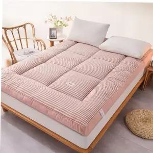 매트리스 핑크체크 침대 바닥 토퍼 패드 접이식 매트