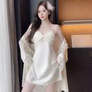 스커트 롱 실크 춘하 투피스 커플 슬립 잠옷세트 쿨링 나시 레이스 MN 럭셔리 파자마 가운 인기2