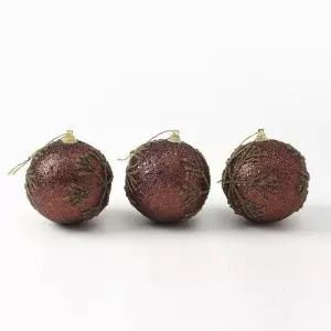 글리터 장식볼 골드눈결정 3개 8cm 반짝이볼크리스마스 트리 오너먼트 트리볼 성탄절 소품 꾸미기