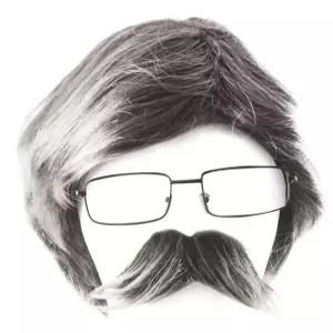 타이거도 노인 가발 의상 - 3개 세트 드레스업 회색 콧수염 안경 할아버지 액세서리