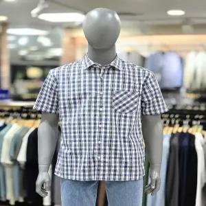 런던포그 세이브존04 반팔 체크 블루셔츠 LPA3A567