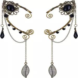 프레시미 요정 엘프 이어 커프스 - 여성 르네상스 의상을 위한 수제 청동 앤티크 빈티지 드롭 달링 클립 랩