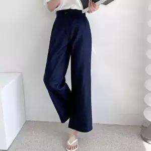 [라일리여성의류] Rly 여성 밴딩 와이드 슬랙스 시원한 마 소재 통바지