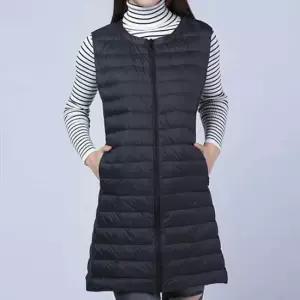 여자 세련된 스타일 차이나넥 겨울 롱패딩 이너 경량 롱 패딩 조끼